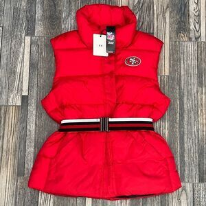 NFL Bright Red Belted Puffer Vest